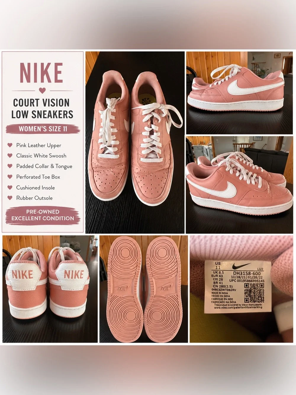 Nike Women's Pink and White Low-Top Sneakers